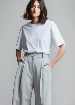 The Frankie Shop Lilou Simple Tee Light Grey Melange Hot