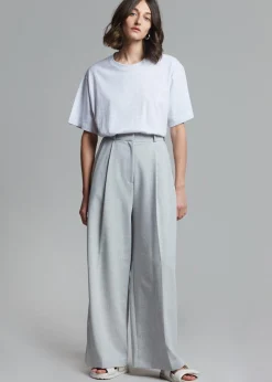 The Frankie Shop Lilou Simple Tee Light Grey Melange Hot