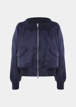 The Frankie Shop Lilya Off Shoulder Bomber Navy