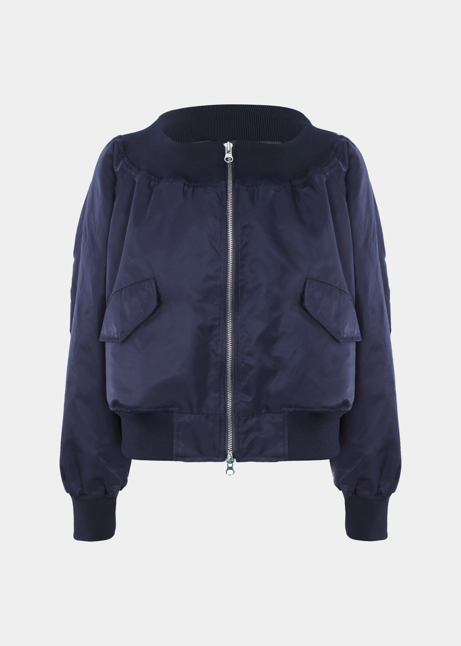 The Frankie Shop Lilya Off Shoulder Bomber Navy