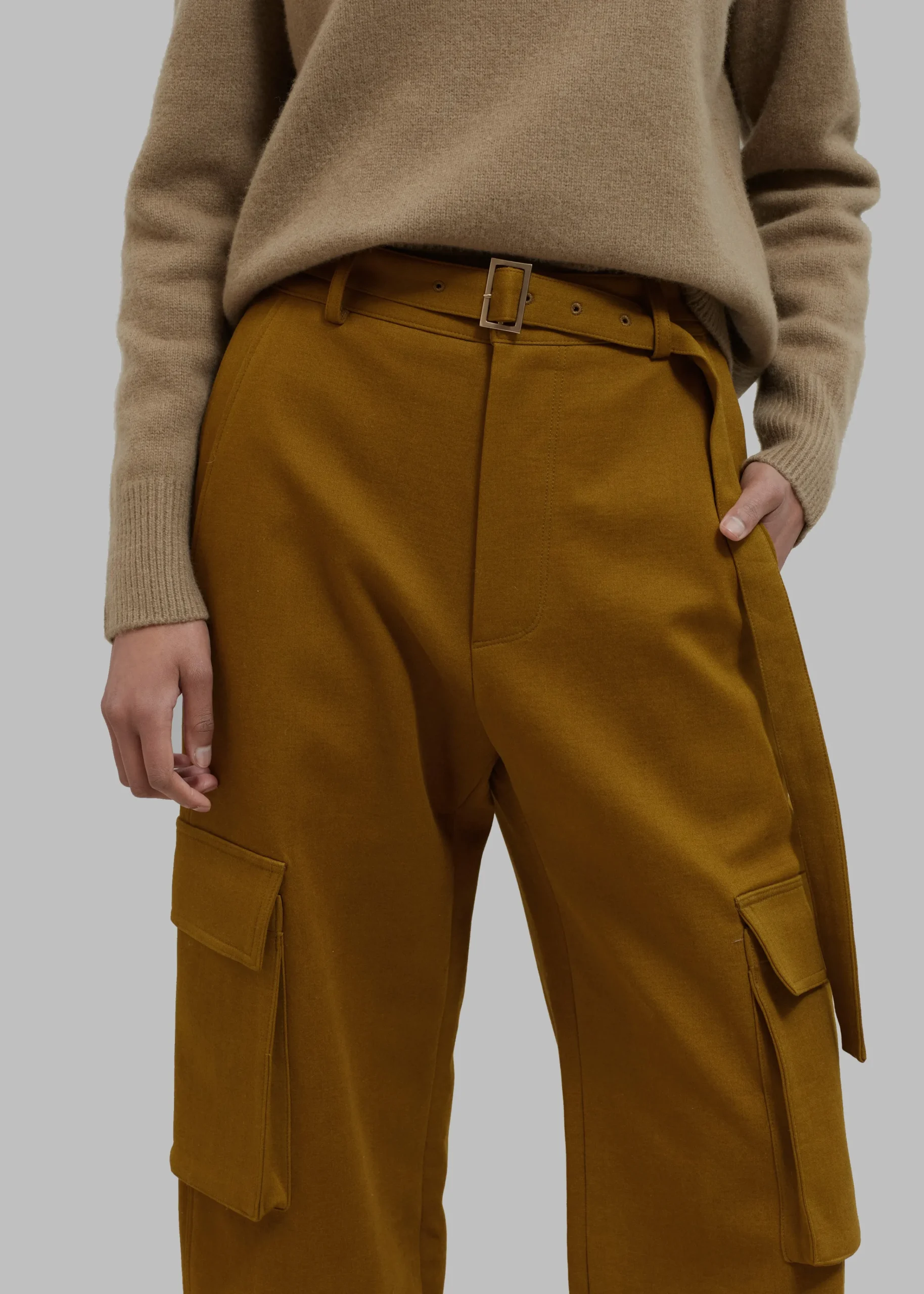 The Frankie Shop Lin Cargo Pants Dark Mustard New