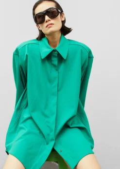 The Frankie Shop Lio Detachable Padded Shoulder Shirt Kelly Green Discount