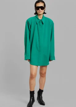 The Frankie Shop Lio Detachable Padded Shoulder Shirt Kelly Green Discount