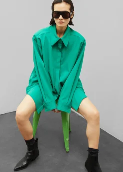 The Frankie Shop Lio Detachable Padded Shoulder Shirt Kelly Green Discount