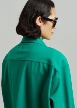 The Frankie Shop Lio Detachable Padded Shoulder Shirt Kelly Green Discount