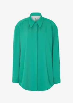 The Frankie Shop Lio Detachable Padded Shoulder Shirt Kelly Green Discount