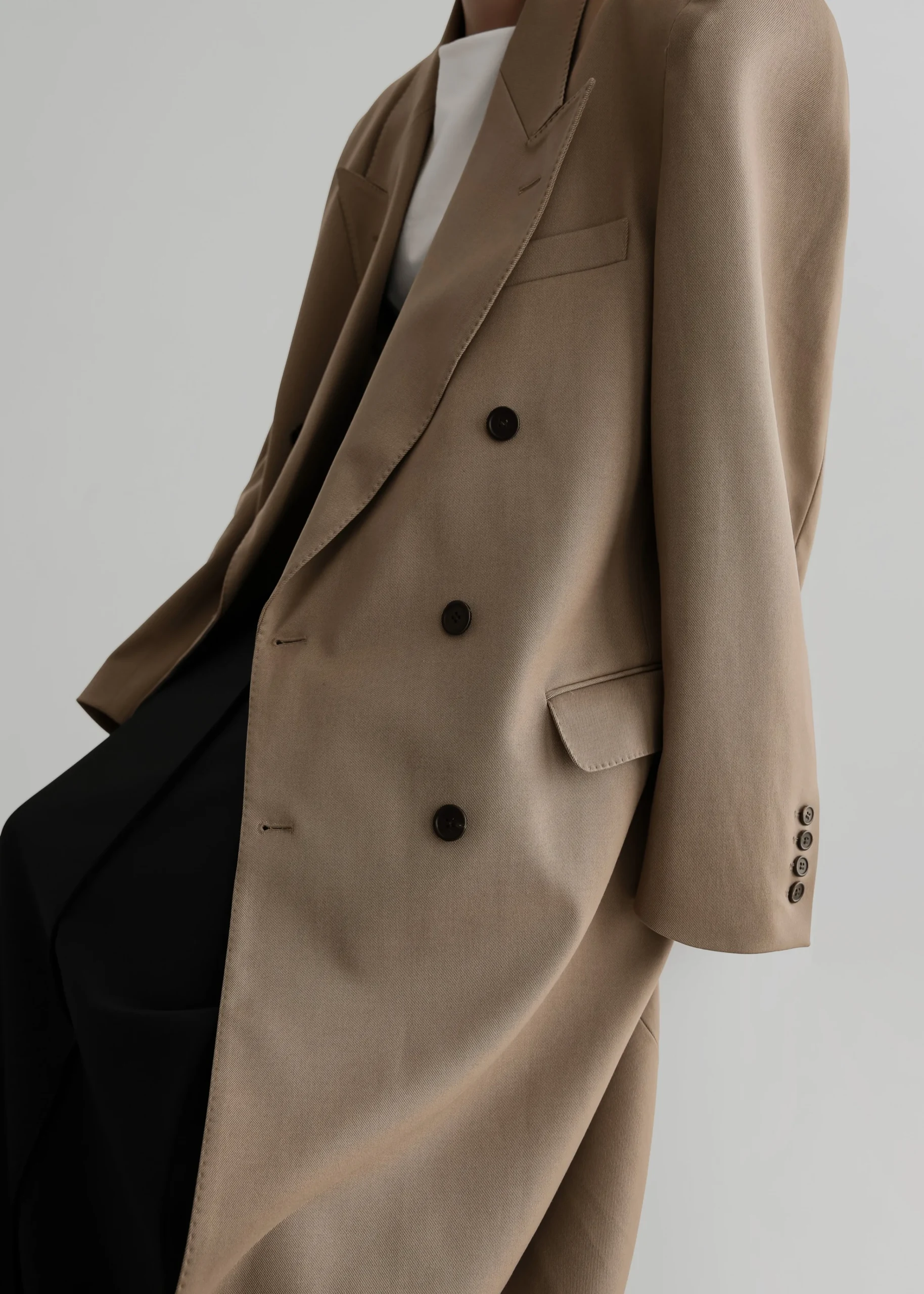 The Frankie Shop London Double Breasted Coat Taupe Sale