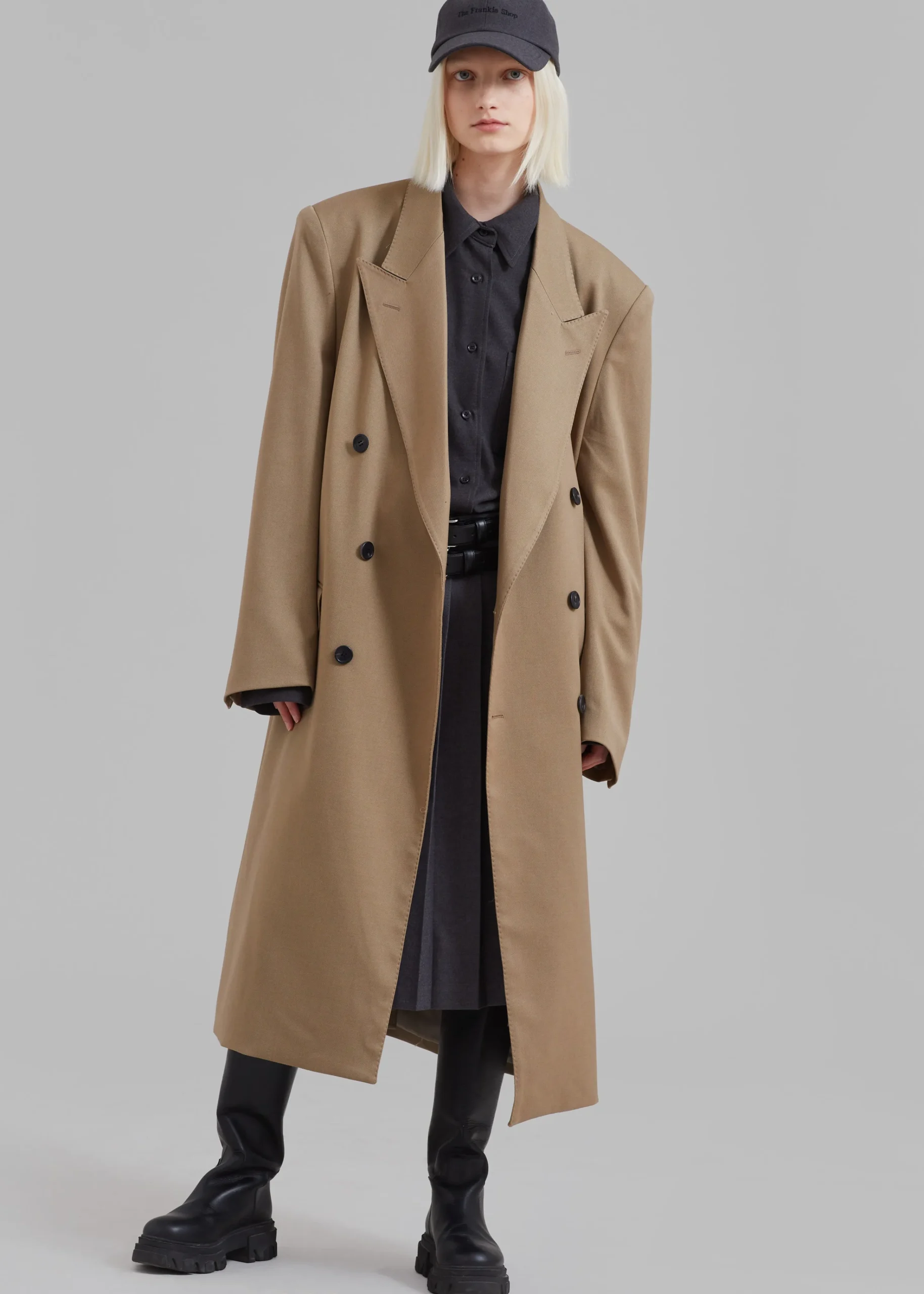 The Frankie Shop London Double Breasted Coat Taupe Sale