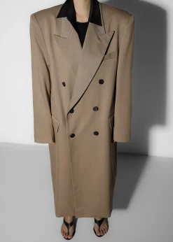 The Frankie Shop London Double Breasted Coat Taupe Sale