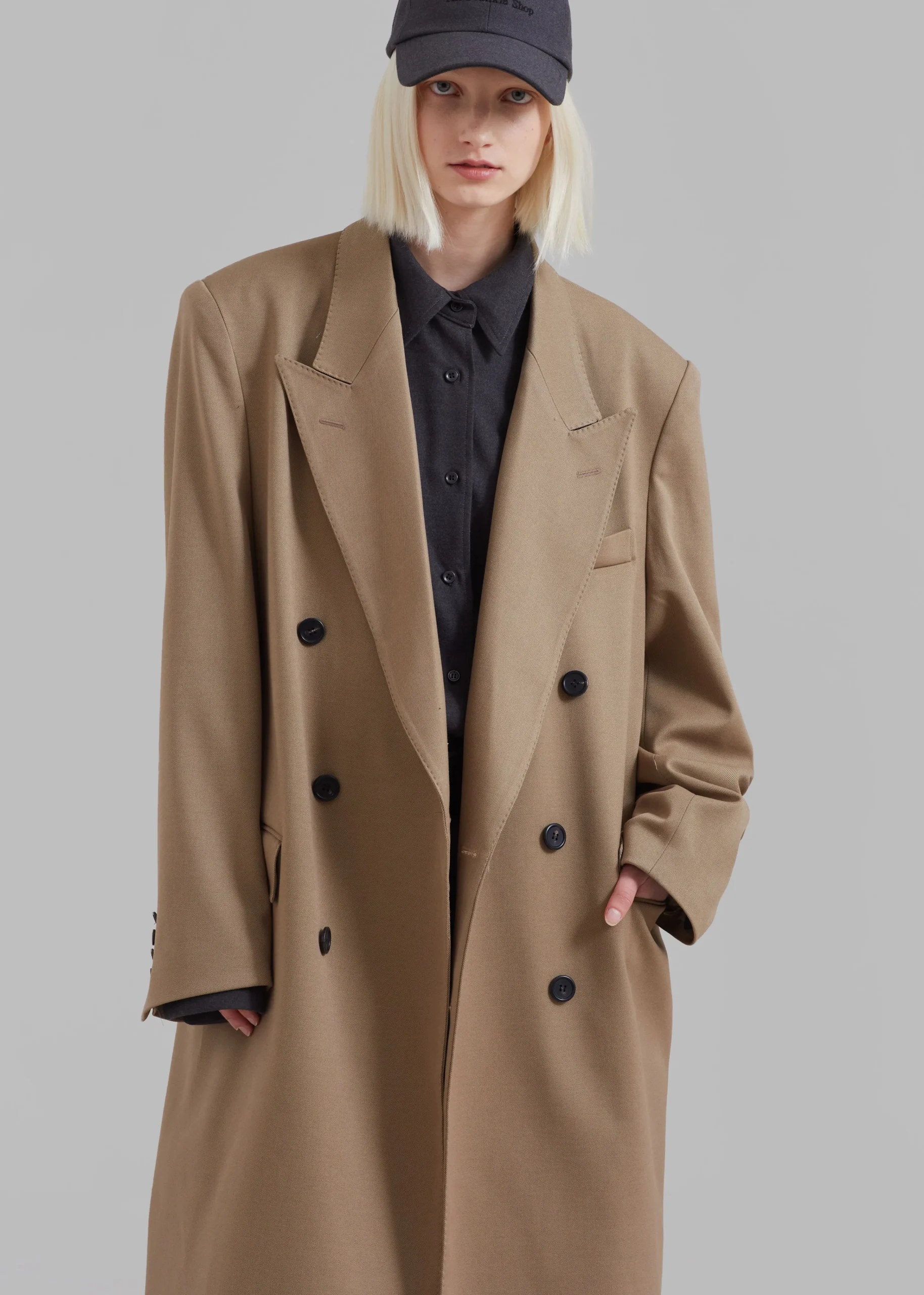 The Frankie Shop London Double Breasted Coat Taupe Sale