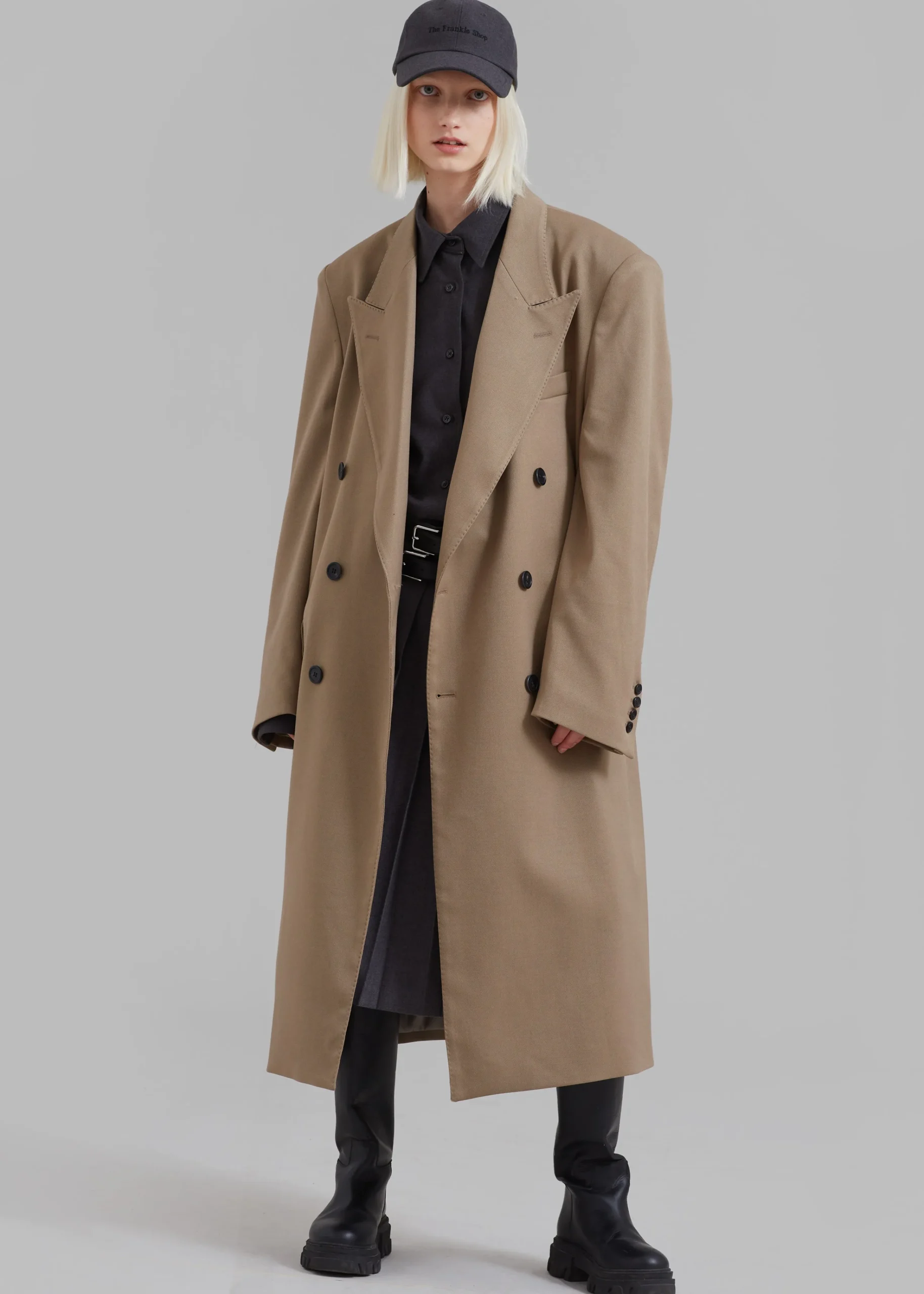 The Frankie Shop London Double Breasted Coat Taupe Sale