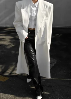 The Frankie Shop London Double Breasted Coat White Discount