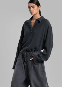 The Frankie Shop Lotta Fluid Shirt Charcoal New
