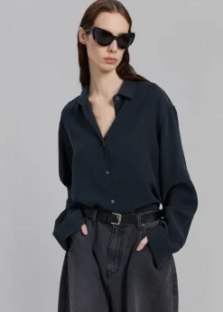 The Frankie Shop Lotta Fluid Shirt Charcoal New