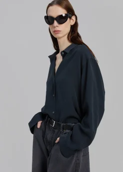 The Frankie Shop Lotta Fluid Shirt Charcoal New