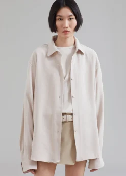The Frankie Shop Lotta Fluid Shirt Beige Discount