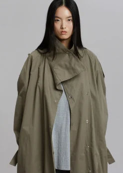 The Frankie Shop Lottie Wing Collar Trench Coat Olive Sale