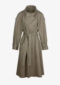 The Frankie Shop Lottie Wing Collar Trench Coat Olive Sale