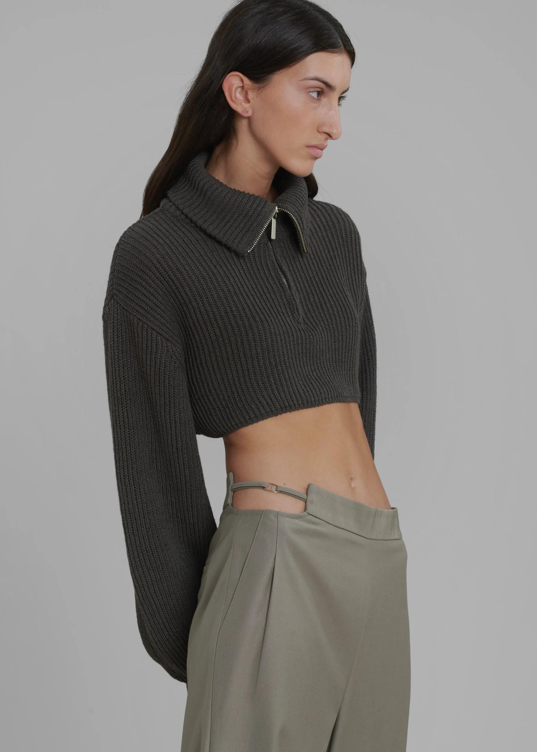 The Frankie Shop Louise Cut Out Trousers Olive