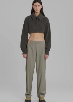 The Frankie Shop Louise Cut Out Trousers Olive