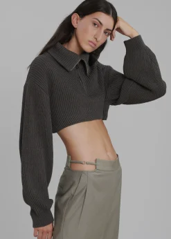 The Frankie Shop Louise Cut Out Trousers Olive