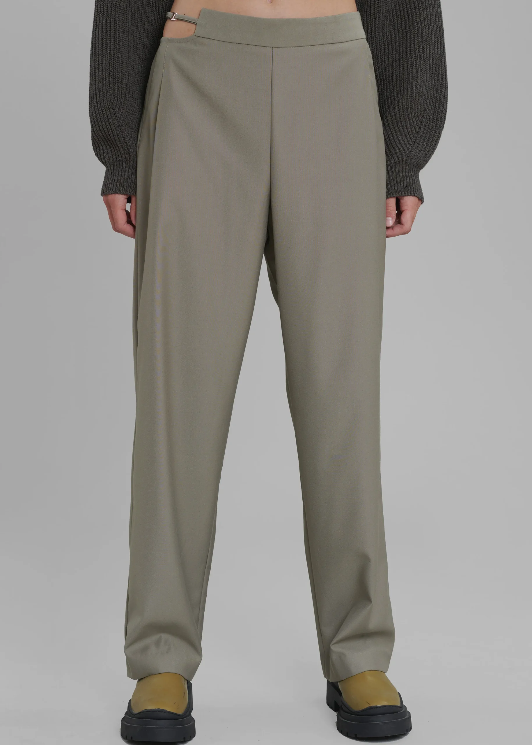 The Frankie Shop Louise Cut Out Trousers Olive