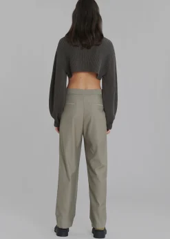 The Frankie Shop Louise Cut Out Trousers Olive