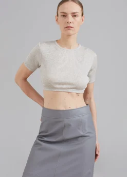 The Frankie Shop Loulou Studio Adas Cropped Top Grey Melange Outlet
