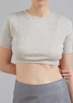 The Frankie Shop Loulou Studio Adas Cropped Top Grey Melange Outlet
