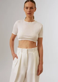 The Frankie Shop Loulou Studio Adas Cropped Top Ivory Outlet