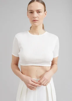 The Frankie Shop Loulou Studio Adas Cropped Top Ivory Outlet