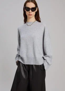 The Frankie Shop Loulou Studio Anaa Cashmere Sweater Grey Melange Clearance