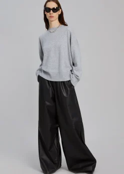 The Frankie Shop Loulou Studio Anaa Cashmere Sweater Grey Melange Clearance