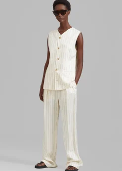 The Frankie Shop Loulou Studio Cetina Vest Striped Beige Outlet