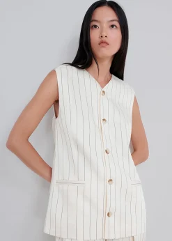 The Frankie Shop Loulou Studio Cetina Vest Striped Beige Outlet
