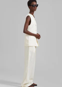 The Frankie Shop Loulou Studio Cetina Vest Striped Beige Outlet