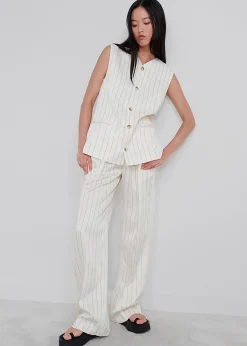 The Frankie Shop Loulou Studio Cetina Vest Striped Beige Outlet