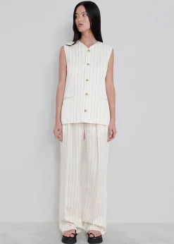 The Frankie Shop Loulou Studio Cetina Vest Striped Beige Outlet