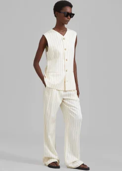The Frankie Shop Loulou Studio Cetina Vest Striped Beige Outlet