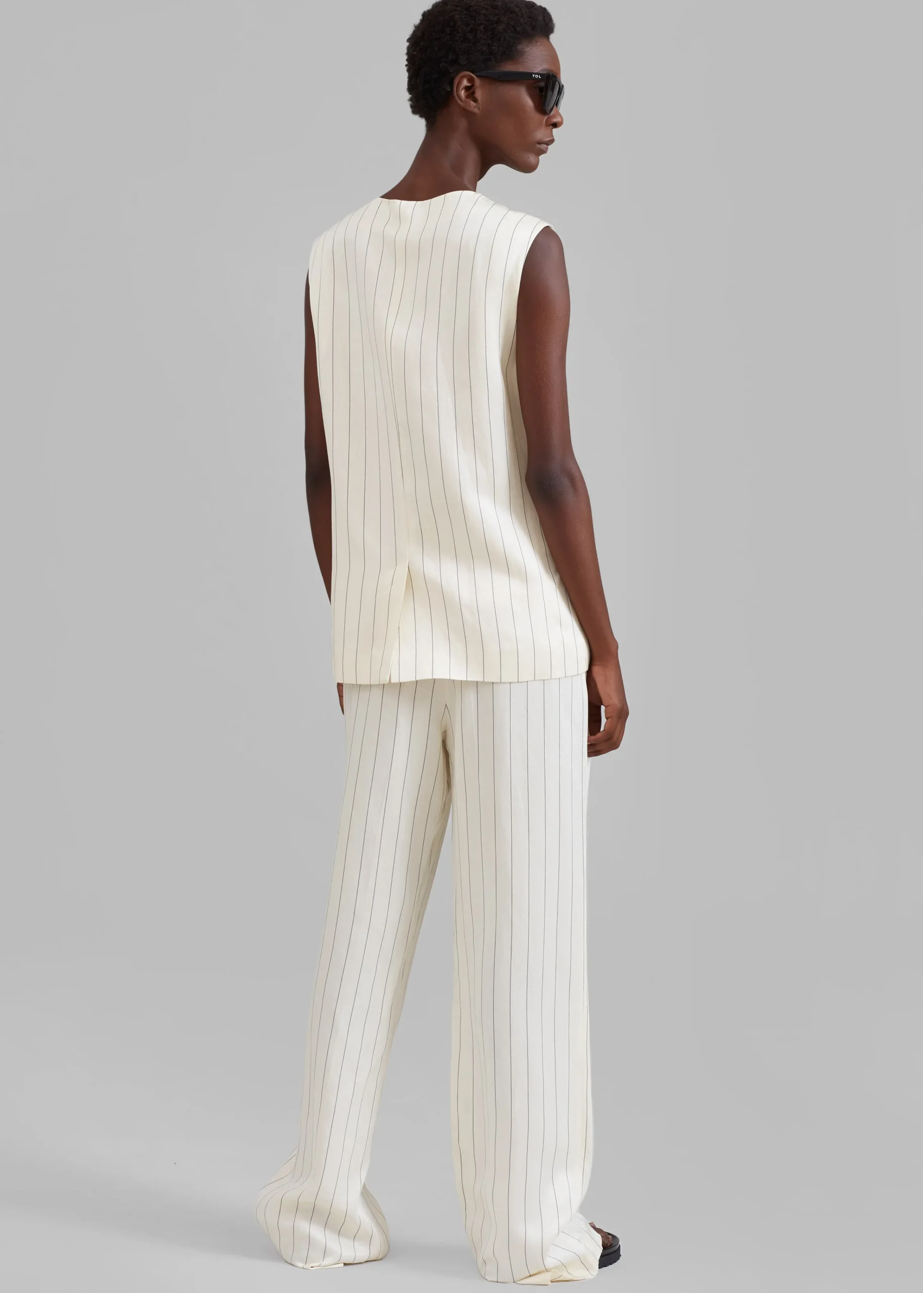 The Frankie Shop Loulou Studio Cetina Vest Striped Beige Outlet