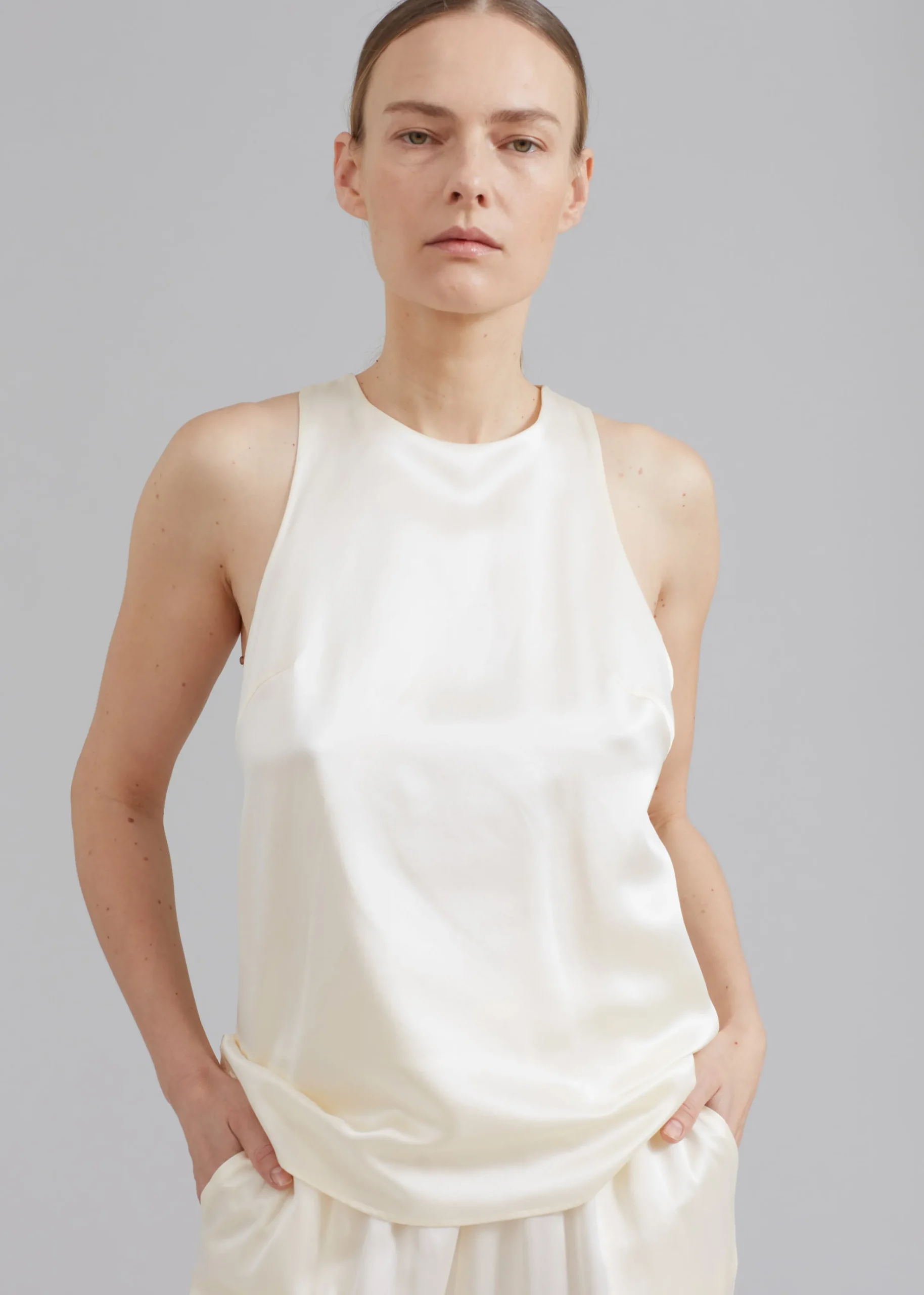 The Frankie Shop Loulou Studio Estor Silk Tank Top Ivory Online