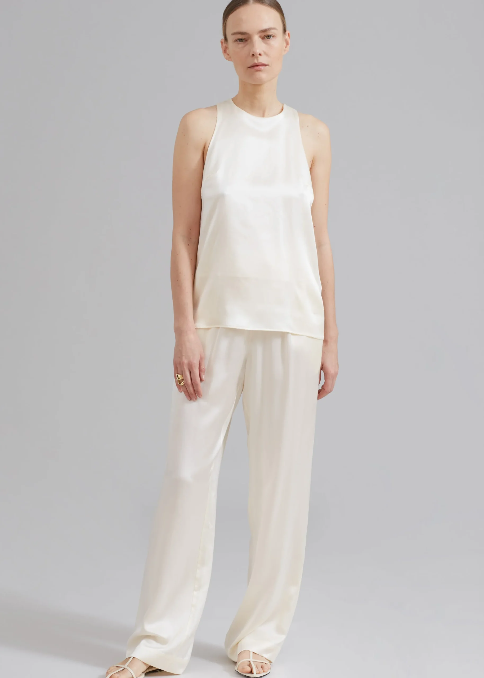 The Frankie Shop Loulou Studio Estor Silk Tank Top Ivory Online