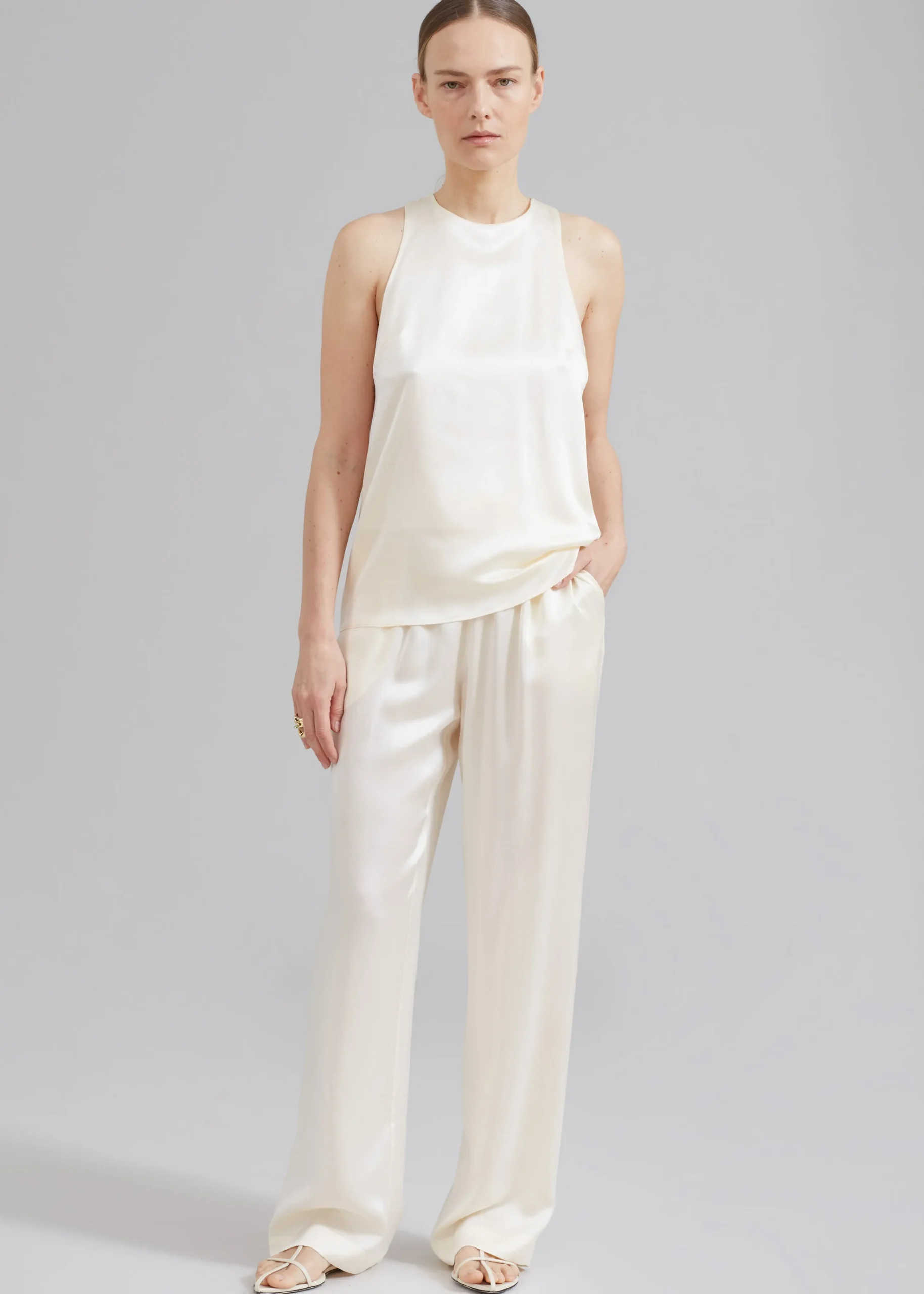The Frankie Shop Loulou Studio Estor Silk Tank Top Ivory Online