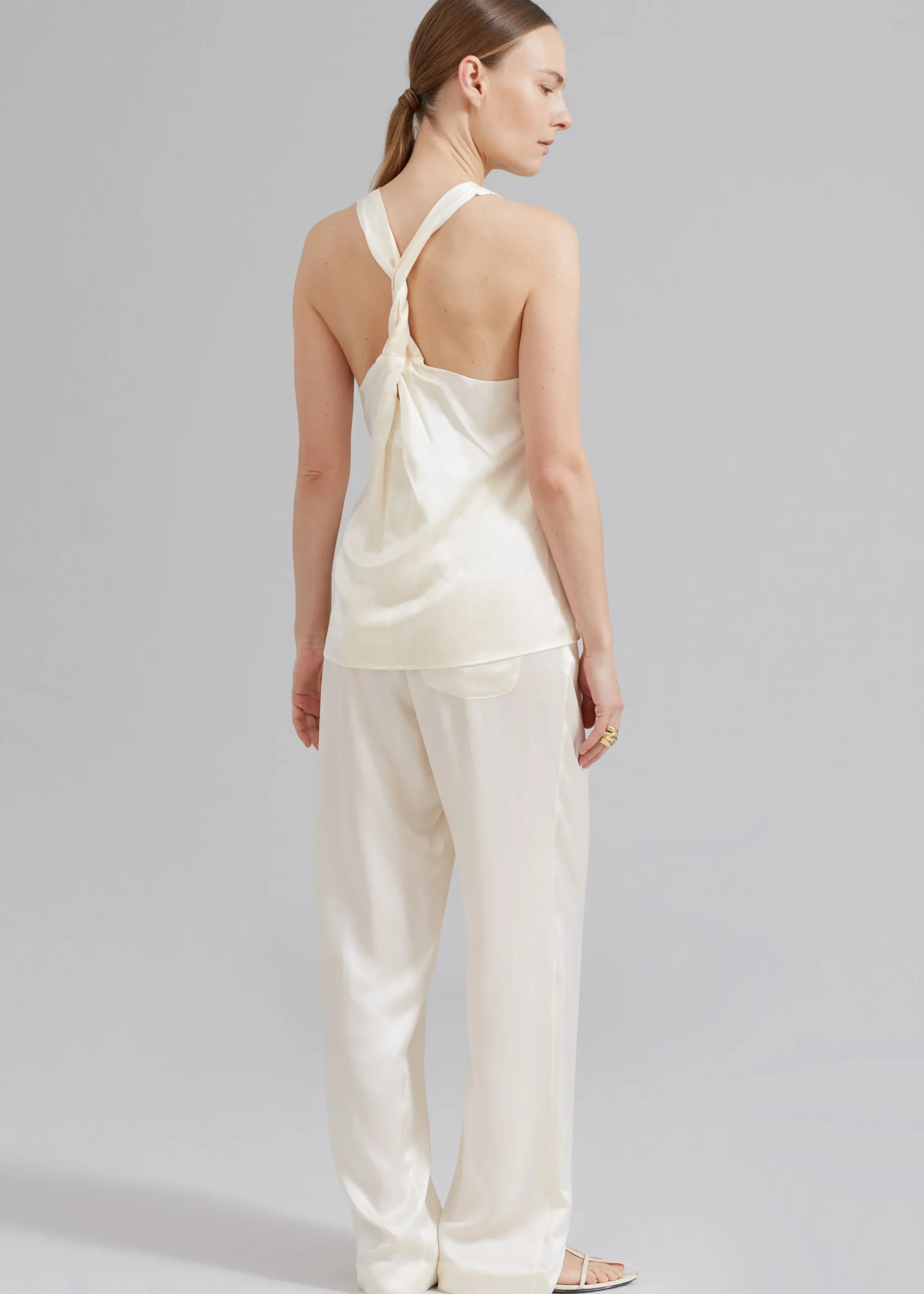 The Frankie Shop Loulou Studio Estor Silk Tank Top Ivory Online