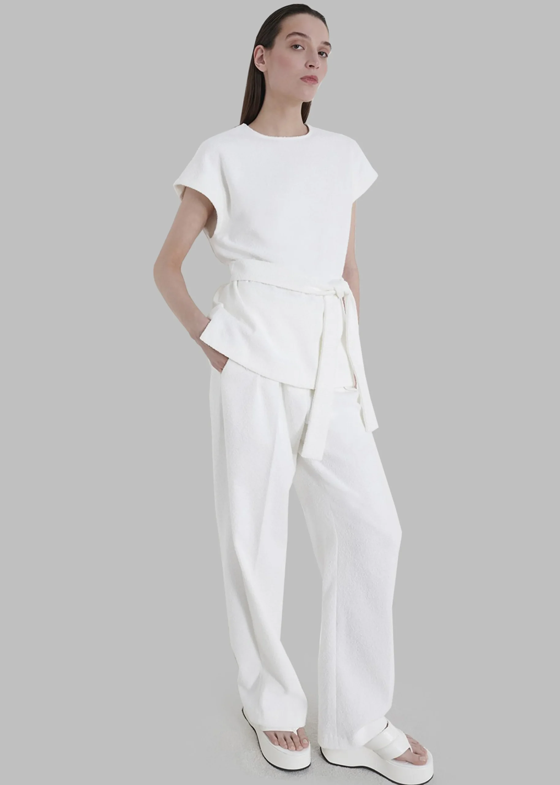 The Frankie Shop Loulou Studio Guna Boucle Top Ivory Discount