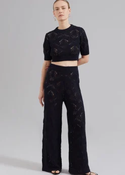 The Frankie Shop Loulou Studio Jaro Crochet Cropped Top Black Sale