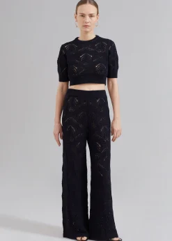The Frankie Shop Loulou Studio Jaro Crochet Cropped Top Black Sale
