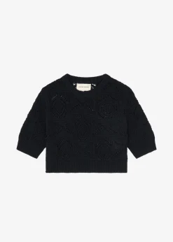 The Frankie Shop Loulou Studio Jaro Crochet Cropped Top Black Sale