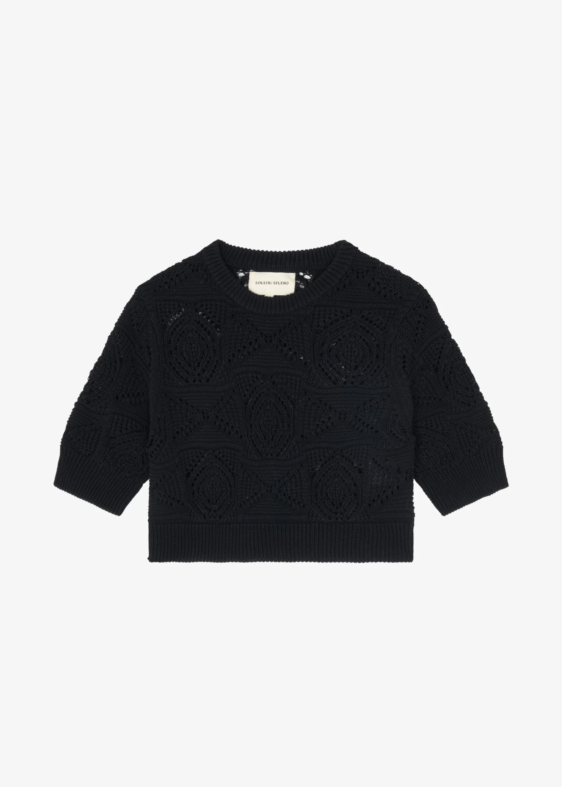 The Frankie Shop Loulou Studio Jaro Crochet Cropped Top Black Sale
