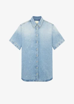 The Frankie Shop Loulou Studio Sant Shirt Dress Washed Light Blue Online